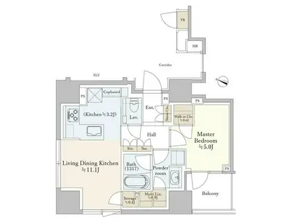 パークホームズ南池袋(1LDK/3階)の間取り写真