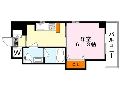 ヴォール レーベン(1K/4階)の間取り写真