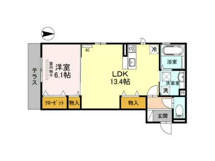 南海泉北線 深井駅 徒歩14分 3階建 築11年(1LDK/1階)の間取り写真