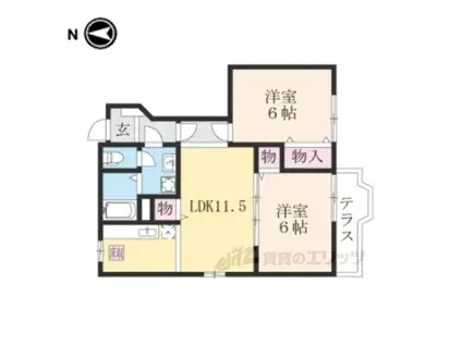 ビバーチェ2(2LDK/1階)の間取り写真