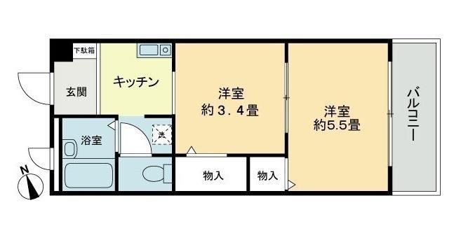 フィネス中屋敷(2K/3階)の間取り写真
