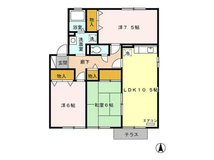 ロイヤルコート(3LDK/1階)の間取り写真