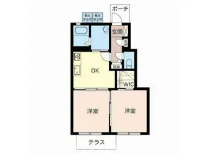 アプリコット(2DK/1階)の間取り写真