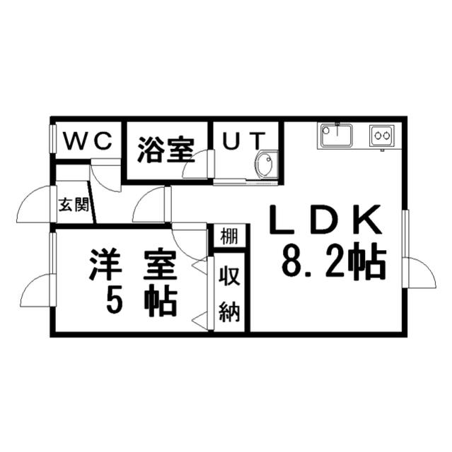 WISTERIA(1LDK/1階)の間取り写真
