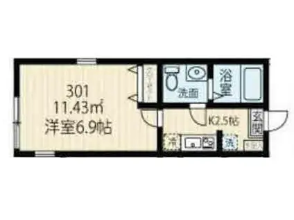 西谷アパート(1K/3階)の間取り写真