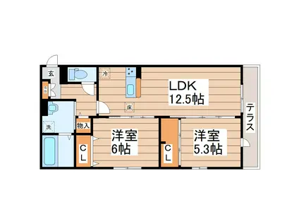 D-ROOM小田原2丁目A(2LDK/1階)の間取り写真
