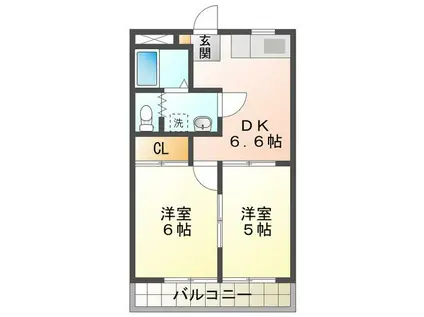 コーポアジヤ(2DK/3階)の間取り写真