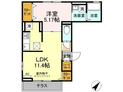 ラリュール江戸川I(1LDK/2階)の間取り写真