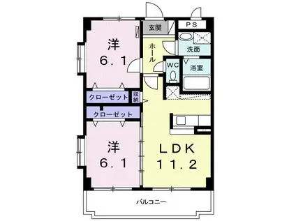 ブローテガーデン(2LDK/2階)の間取り写真