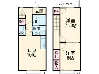 エクセルハイムII(2LDK/2階)の間取り写真