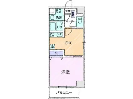 エヴァーグリーン(1DK/9階)の間取り写真