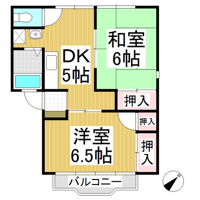 KMハイツ(2DK/1階)の間取り写真