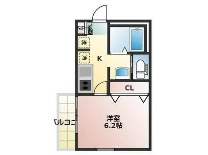 CASSOLO北越谷I(1K/3階)の間取り写真