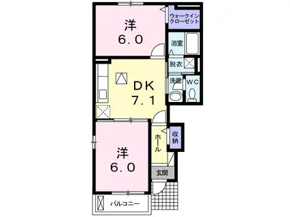 フリーアメニティAOYAMA(2DK/1階)の間取り写真