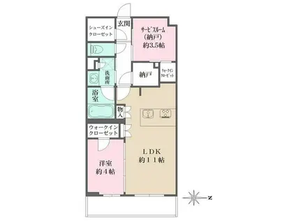 ラペルラ自由が丘2(1SLDK/2階)の間取り写真
