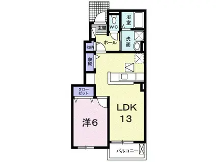 プランセスII(1LDK/1階)の間取り写真