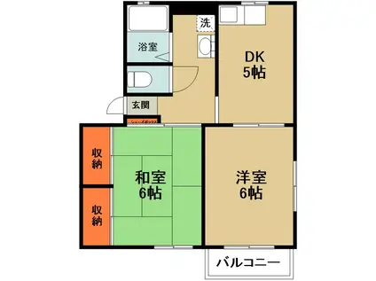 ニューパインA棟(2DK/2階)の間取り写真