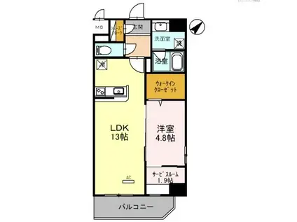 パークアベニューサウンド薬院(1SLDK/3階)の間取り写真