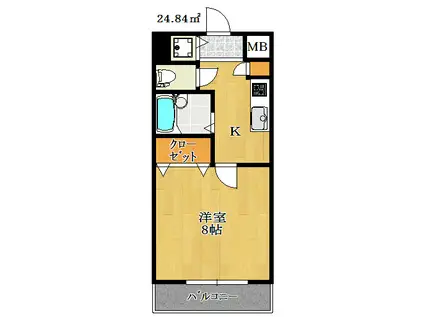 YKビル(1K/4階)の間取り写真