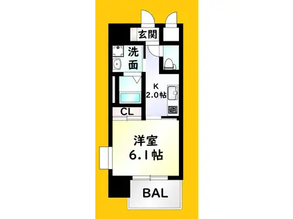 MDIフェリース戸畑駅前(1K/10階)の間取り写真