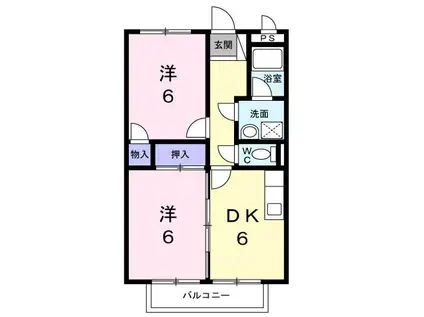SURPLUS六供A(2DK/2階)の間取り写真
