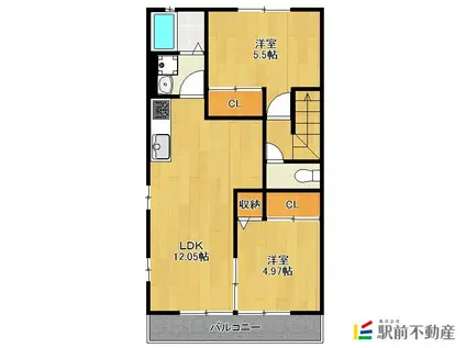 ハピネスさくら(2LDK/2階)の間取り写真