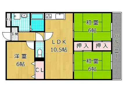 パークサイドスクエア(3LDK/5階)の間取り写真