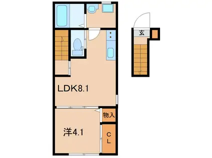ELEPHANTIII(1LDK/2階)の間取り写真