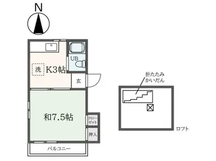 メゾン・ド・ブラン南長崎(1K/2階)の間取り写真