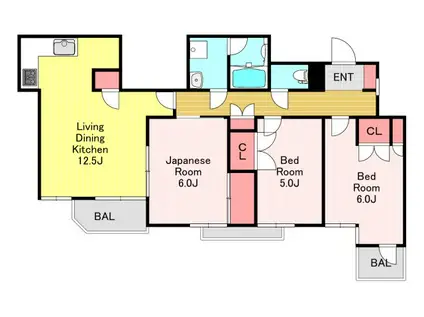 グランドゥール蕨市民公園(3LDK/5階)の間取り写真