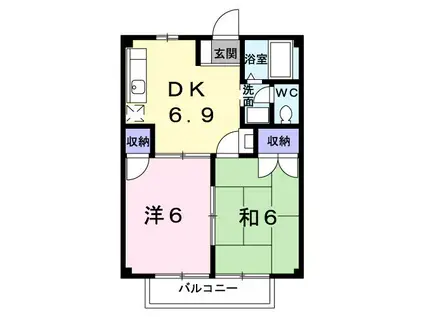 ペガサス山田(2DK/2階)の間取り写真