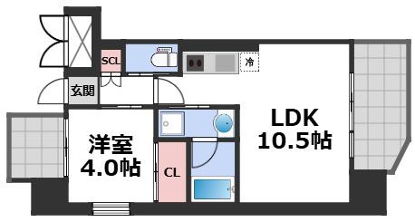 プレジオ都島北通(1LDK/5階)の間取り写真
