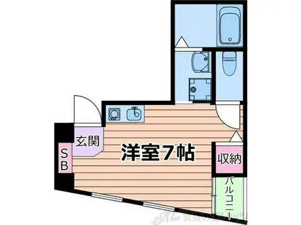 ロマネスク淡路(ワンルーム/2階)の間取り写真