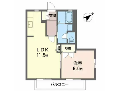 アップルハイツ(1LDK/2階)の間取り写真