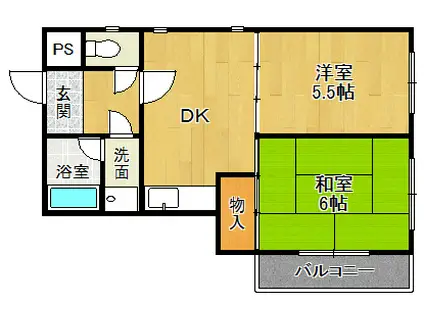 メゾン北村(2DK/2階)の間取り写真