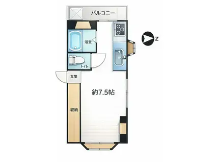 山洪ビル(ワンルーム/2階)の間取り写真