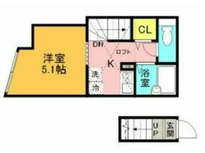 メルディア府中(1K/2階)の間取り写真