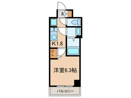 クオーレ神戸山手(1K/7階)の間取り写真