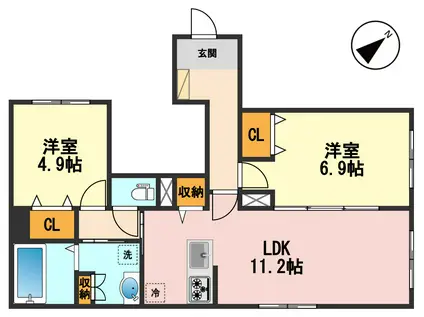 KRSUNCOURT(2LDK/1階)の間取り写真