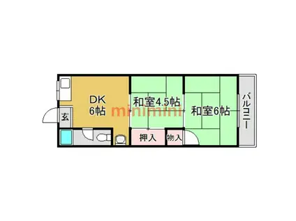 光マンション(2DK/5階)の間取り写真