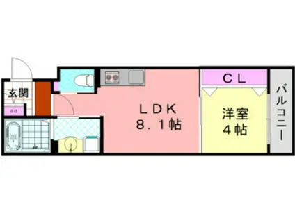 ダン・ル・ボア鳳東(1LDK/1階)の間取り写真