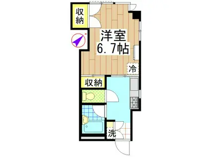 プリンスハウス(1K/2階)の間取り写真