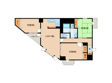 ラポールII(3LDK/4階)の間取り写真