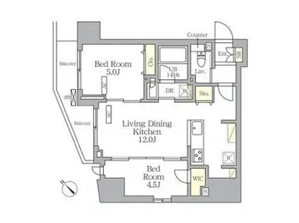 プライムガーデン大森(2LDK/6階)の間取り写真