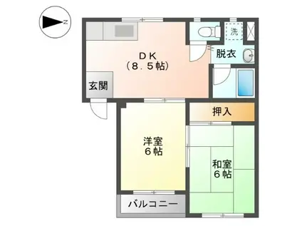 レイナII(2DK/3階)の間取り写真