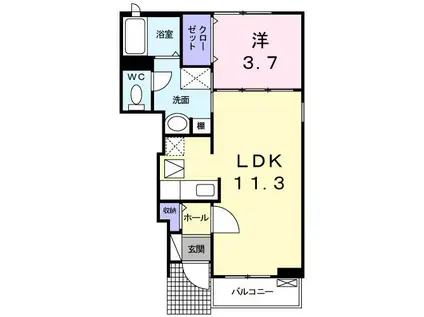 ラフィーネ・シエル(1LDK/1階)の間取り写真