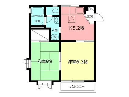 ヴァンクレール(2K/2階)の間取り写真