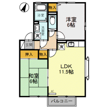 グリーンコート(2LDK/2階)の間取り写真
