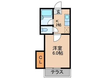 サンフラット(1K/1階)の間取り写真