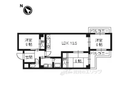 ヴェルデ洛西(3LDK/3階)の間取り写真